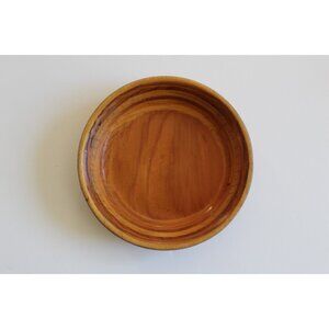 Small Round Wooden Bowl – Rustic Trinket Dish / Wood Coaster Plate